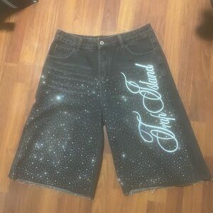 Black Rhinestone Jorts